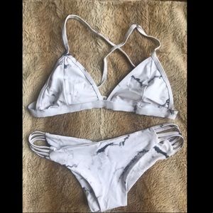 White Marble Triangle Bikini